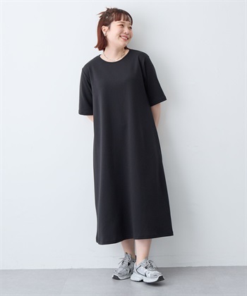 anyfee 【anyfee/大きいサイズ】着てサラなめらかポンチ素材Aラインワンピース《接触冷感・吸水速乾》_subthumb_1