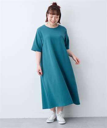 anyfee 【anyfee/大きいサイズ】着てサラなめらかポンチ素材Aラインワンピース《接触冷感・吸水速乾》_subthumb_3