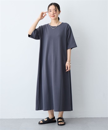 anyfee 【anyfee/大きいサイズ】着てサラなめらかポンチ素材Aラインワンピース《接触冷感・吸水速乾》_subthumb_5