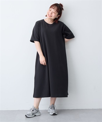 anyfee 【anyfee/大きいサイズ】着てサラなめらかポンチ素材Aラインワンピース《接触冷感・吸水速乾》_subthumb_11