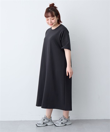 anyfee 【anyfee/大きいサイズ】着てサラなめらかポンチ素材Aラインワンピース《接触冷感・吸水速乾》_subthumb_13