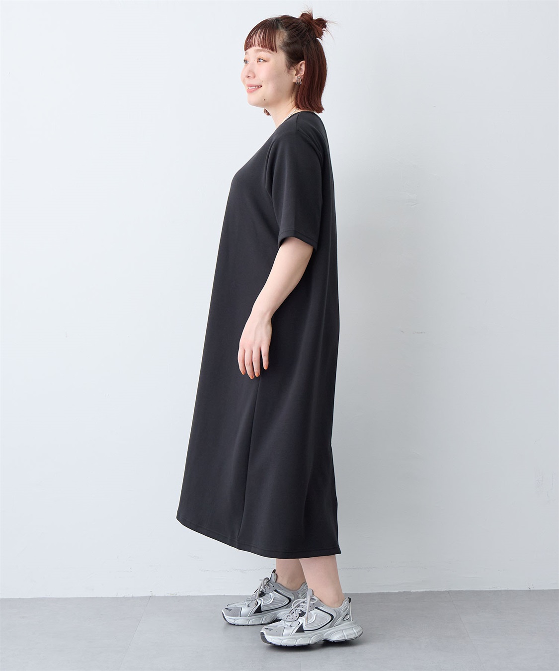 anyfee 【anyfee/大きいサイズ】着てサラなめらかポンチ素材Aラインワンピース《接触冷感・吸水速乾》_sub_15