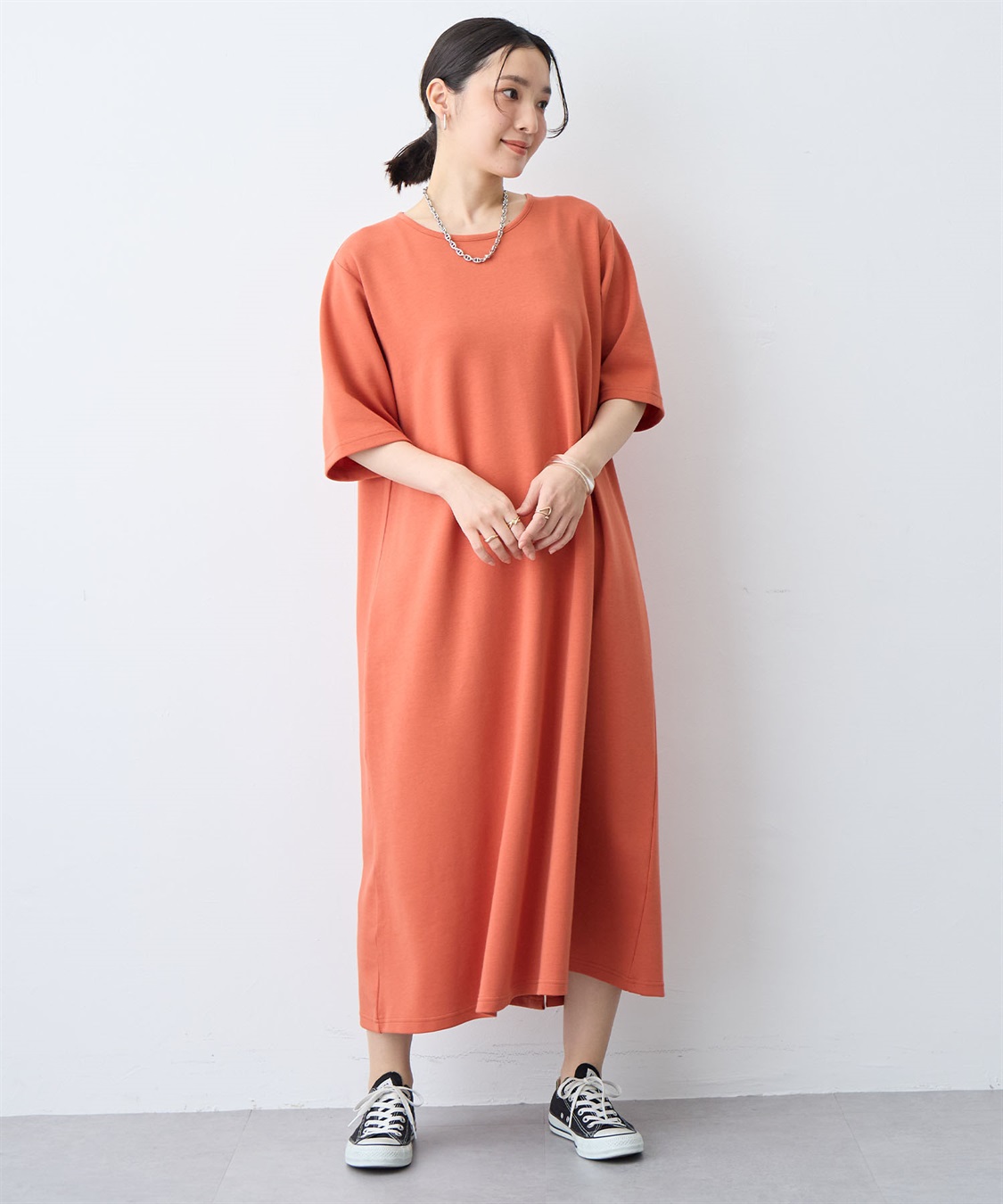 anyfee 【anyfee/大きいサイズ】着てサラなめらかポンチ素材Aラインワンピース《接触冷感・吸水速乾》_sub_17