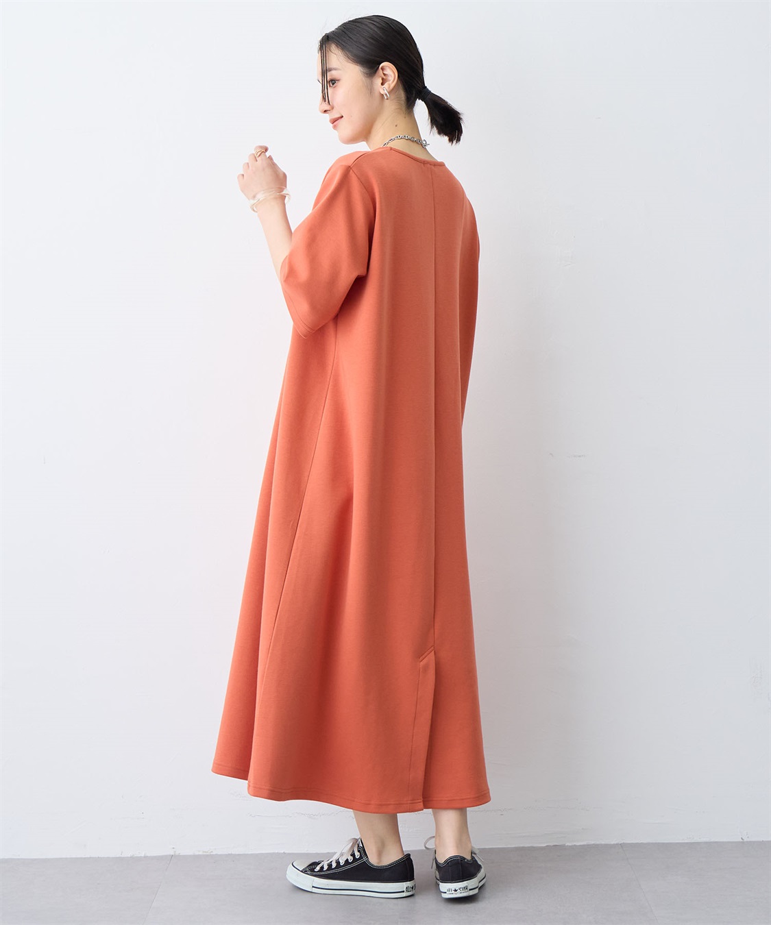 anyfee 【anyfee/大きいサイズ】着てサラなめらかポンチ素材Aラインワンピース《接触冷感・吸水速乾》_sub_18