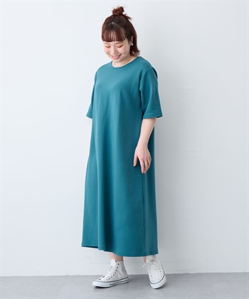 anyfee 【anyfee/大きいサイズ】着てサラなめらかポンチ素材Aラインワンピース《接触冷感・吸水速乾》_subthumb_19