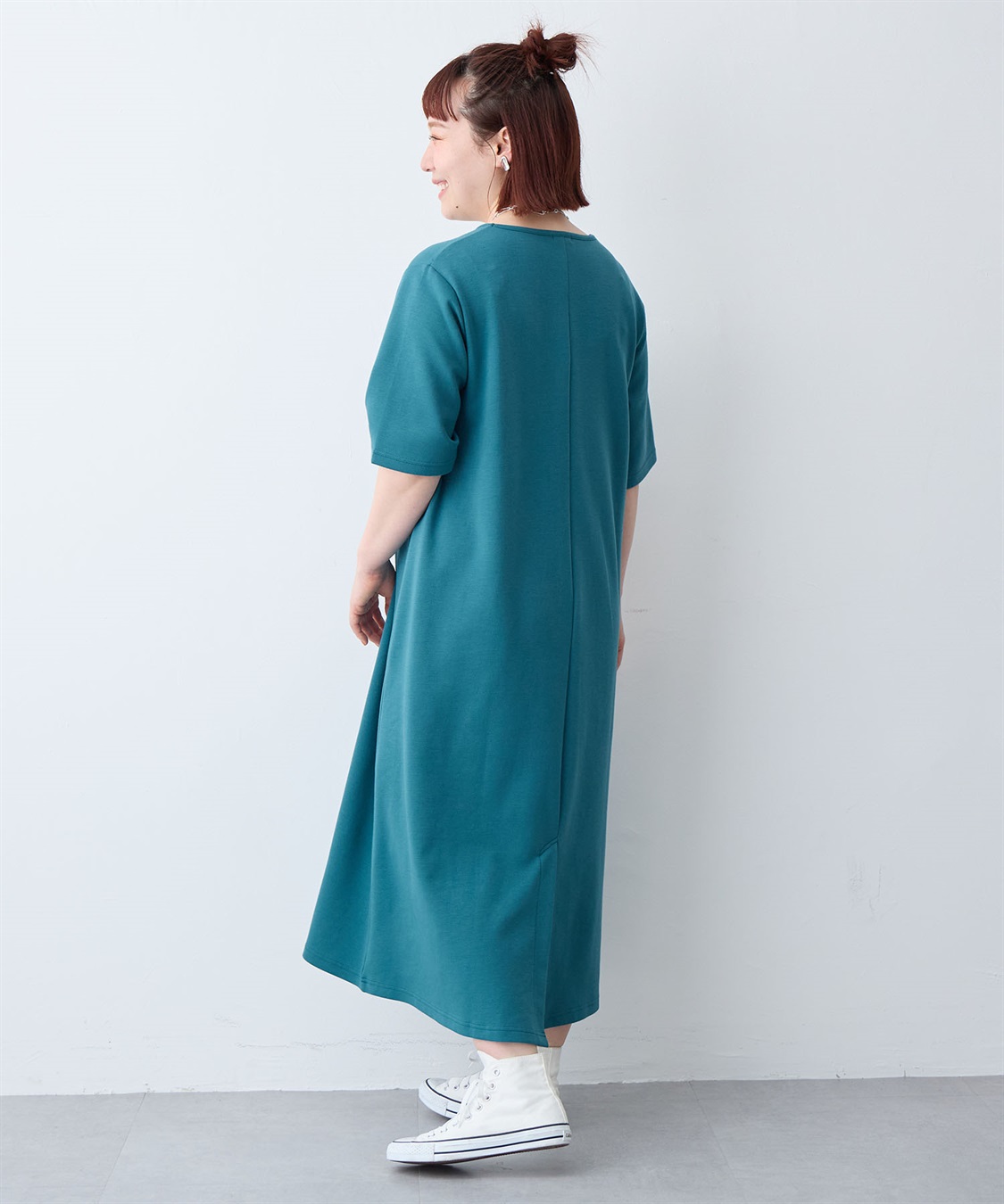 anyfee 【anyfee/大きいサイズ】着てサラなめらかポンチ素材Aラインワンピース《接触冷感・吸水速乾》_sub_21