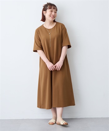 anyfee 【anyfee/大きいサイズ】着てサラなめらかポンチ素材Aラインワンピース《接触冷感・吸水速乾》_subthumb_23