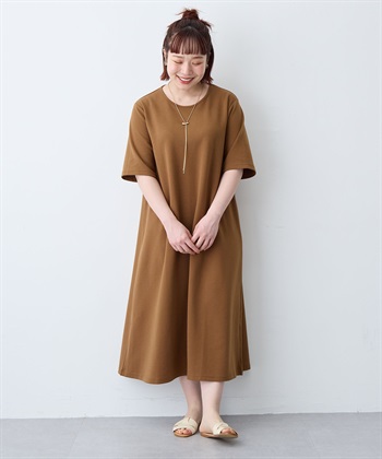 anyfee 【anyfee/大きいサイズ】着てサラなめらかポンチ素材Aラインワンピース《接触冷感・吸水速乾》_subthumb_24