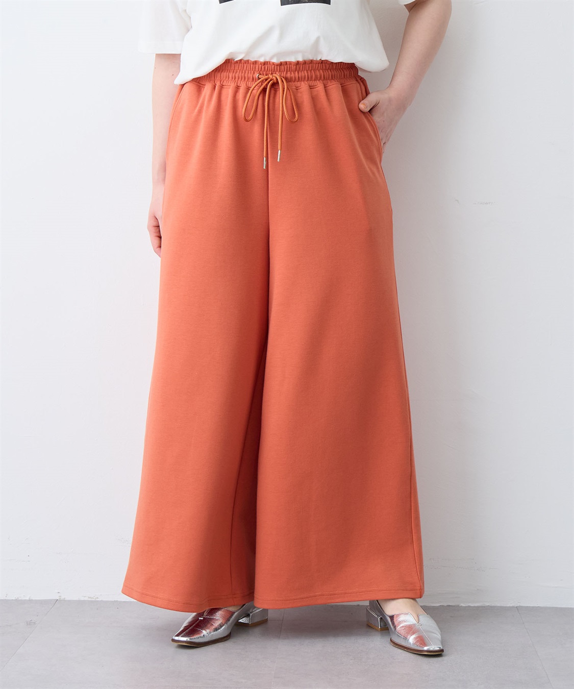 anyfee 【anyfee/大きいサイズ】着てサラなめらかポンチ素材イージーパンツ《接触冷感・吸水速乾》_sub_3