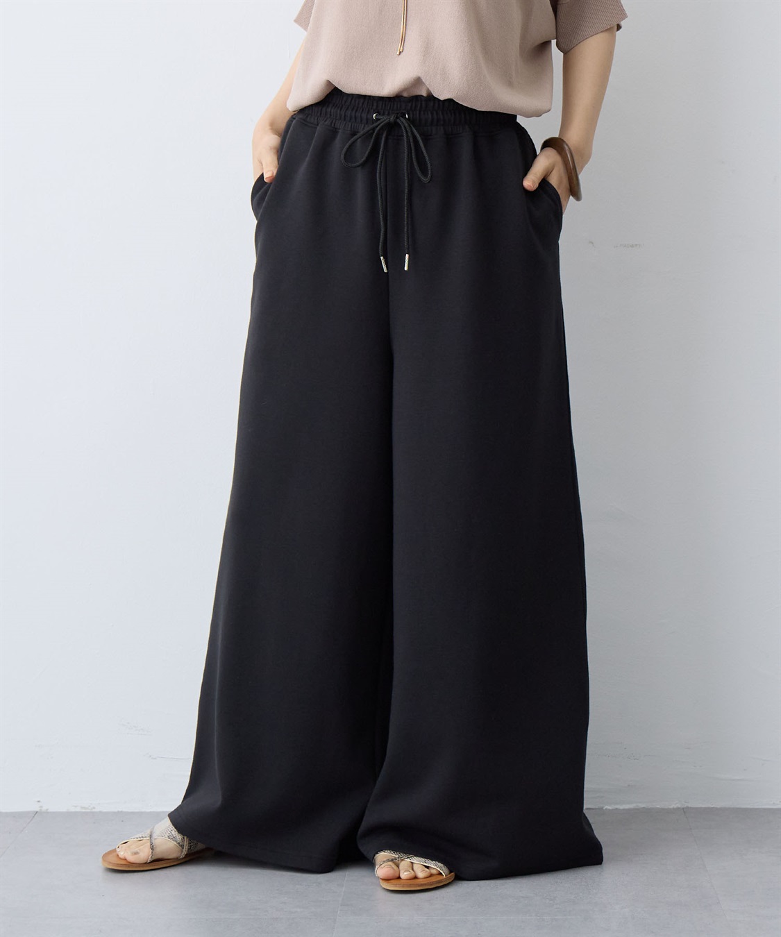 anyfee 【anyfee/大きいサイズ】着てサラなめらかポンチ素材イージーパンツ《接触冷感・吸水速乾》_sub_4