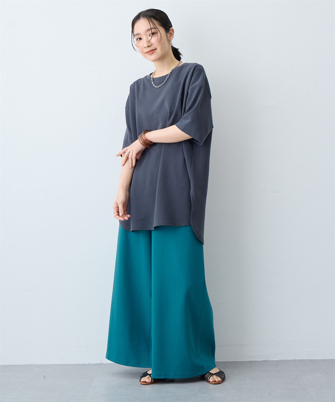 anyfee 【anyfee/大きいサイズ】着てサラなめらかポンチ素材イージーパンツ《接触冷感・吸水速乾》_sub_8