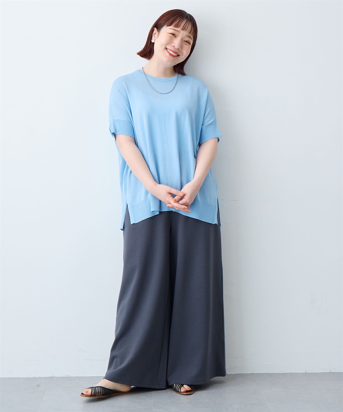 anyfee 【anyfee/大きいサイズ】着てサラなめらかポンチ素材イージーパンツ《接触冷感・吸水速乾》_sub_13