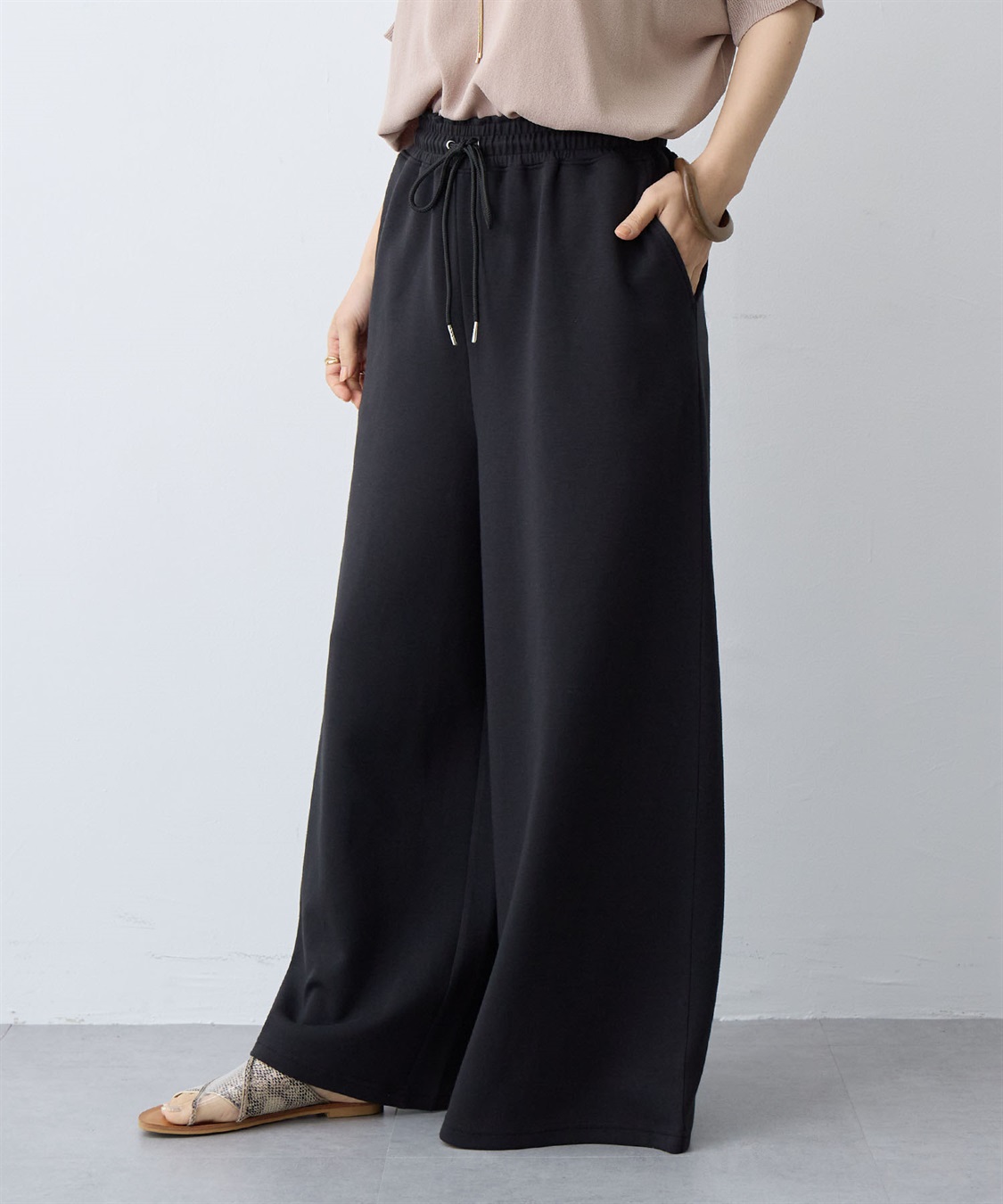 anyfee 【anyfee/大きいサイズ】着てサラなめらかポンチ素材イージーパンツ《接触冷感・吸水速乾》_sub_22