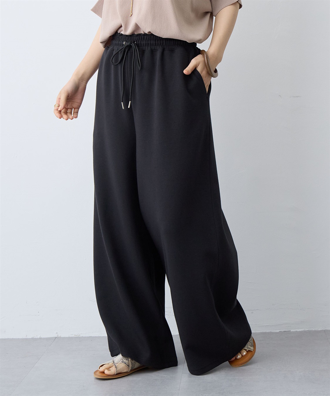 anyfee 【anyfee/大きいサイズ】着てサラなめらかポンチ素材イージーパンツ《接触冷感・吸水速乾》_sub_23