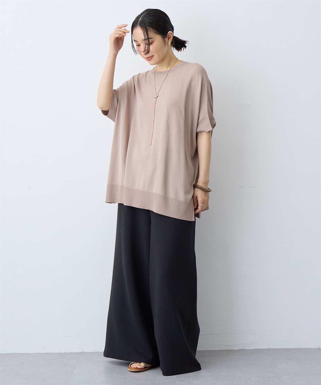 anyfee 【anyfee/大きいサイズ】着てサラなめらかポンチ素材イージーパンツ《接触冷感・吸水速乾》_sub_25