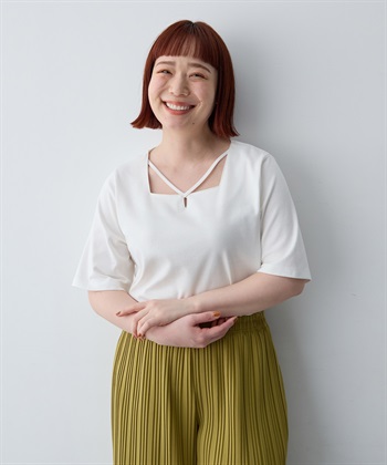 anyfee 【anyfee/大きいサイズ】着てサラ汗じみ防止クロスネックトップス/半袖Tシャツ《接触冷感・吸水速乾・UVカット》_subthumb_2