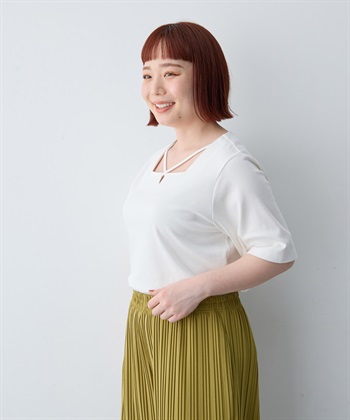 anyfee 【anyfee/大きいサイズ】着てサラ汗じみ防止クロスネックトップス/半袖Tシャツ《接触冷感・吸水速乾・UVカット》_subthumb_4