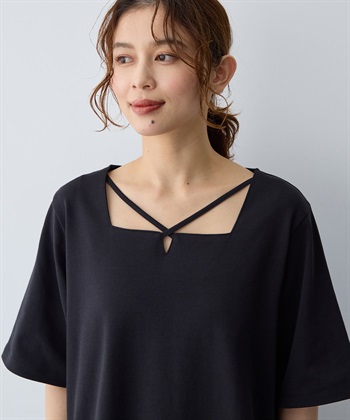 anyfee 【anyfee/大きいサイズ】着てサラ汗じみ防止クロスネックトップス/半袖Tシャツ《接触冷感・吸水速乾・UVカット》_subthumb_14