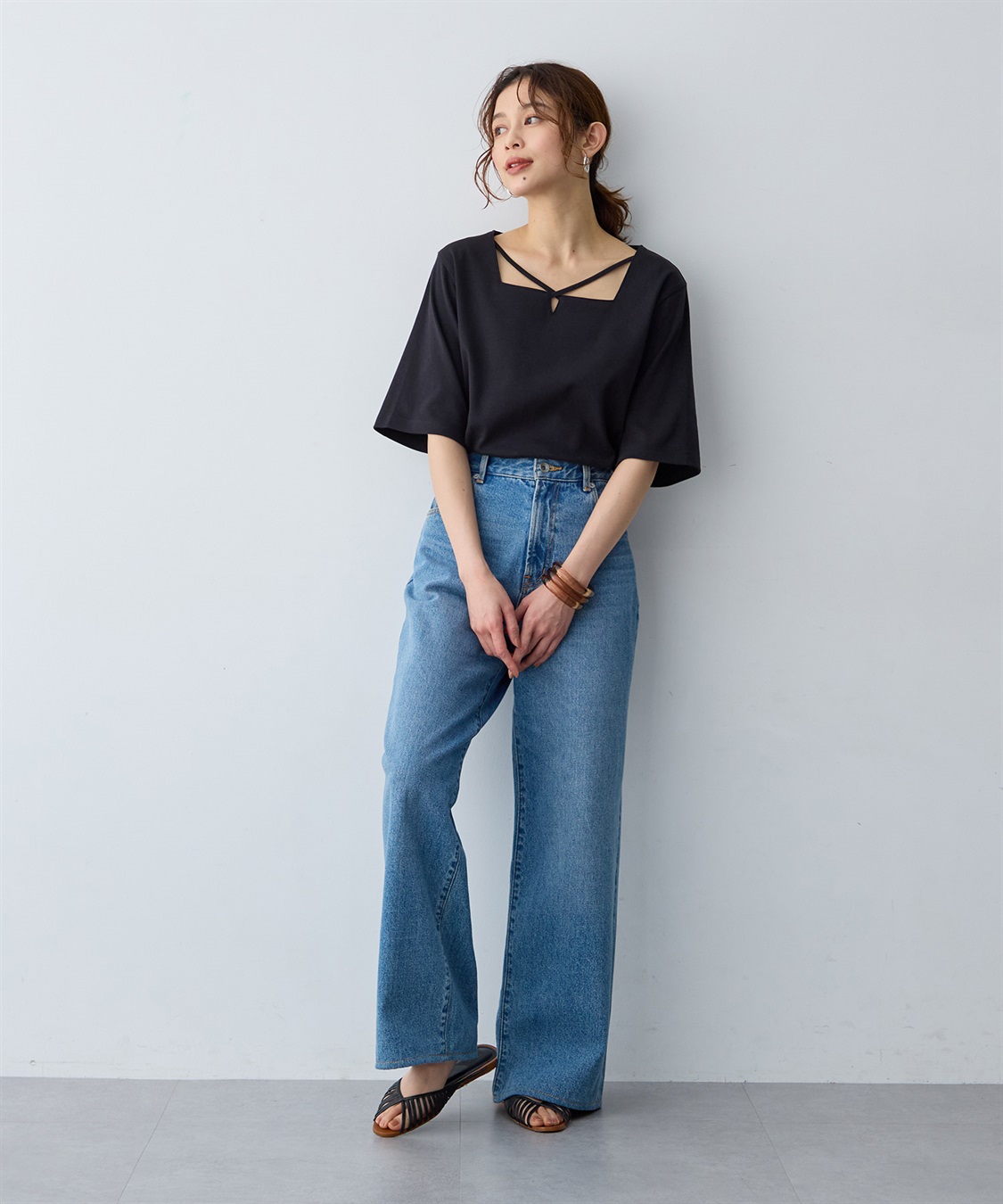 anyfee 【anyfee/大きいサイズ】着てサラ汗じみ防止クロスネックトップス/半袖Tシャツ《接触冷感・吸水速乾・UVカット》_sub_17