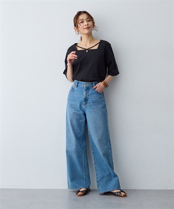 anyfee 【anyfee/大きいサイズ】着てサラ汗じみ防止クロスネックトップス/半袖Tシャツ《接触冷感・吸水速乾・UVカット》_subthumb_18