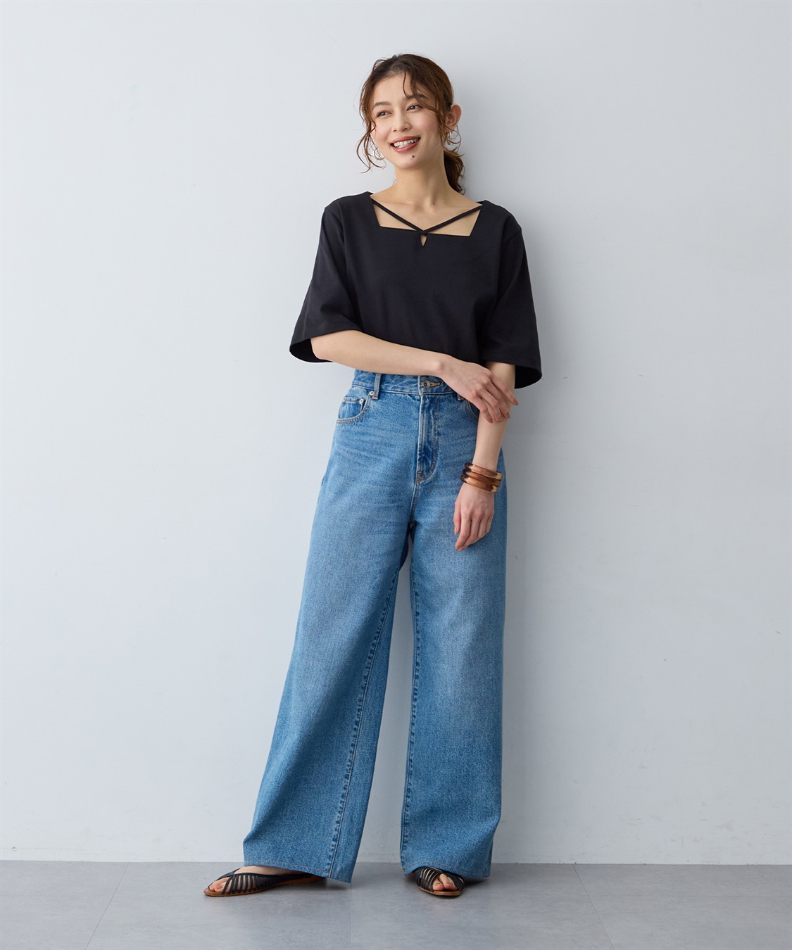 anyfee 【anyfee/大きいサイズ】着てサラ汗じみ防止クロスネックトップス/半袖Tシャツ《接触冷感・吸水速乾・UVカット》_sub_19