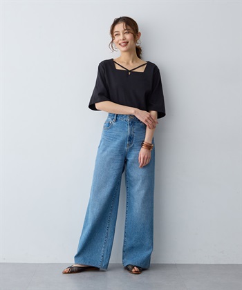 anyfee 【anyfee/大きいサイズ】着てサラ汗じみ防止クロスネックトップス/半袖Tシャツ《接触冷感・吸水速乾・UVカット》_subthumb_19