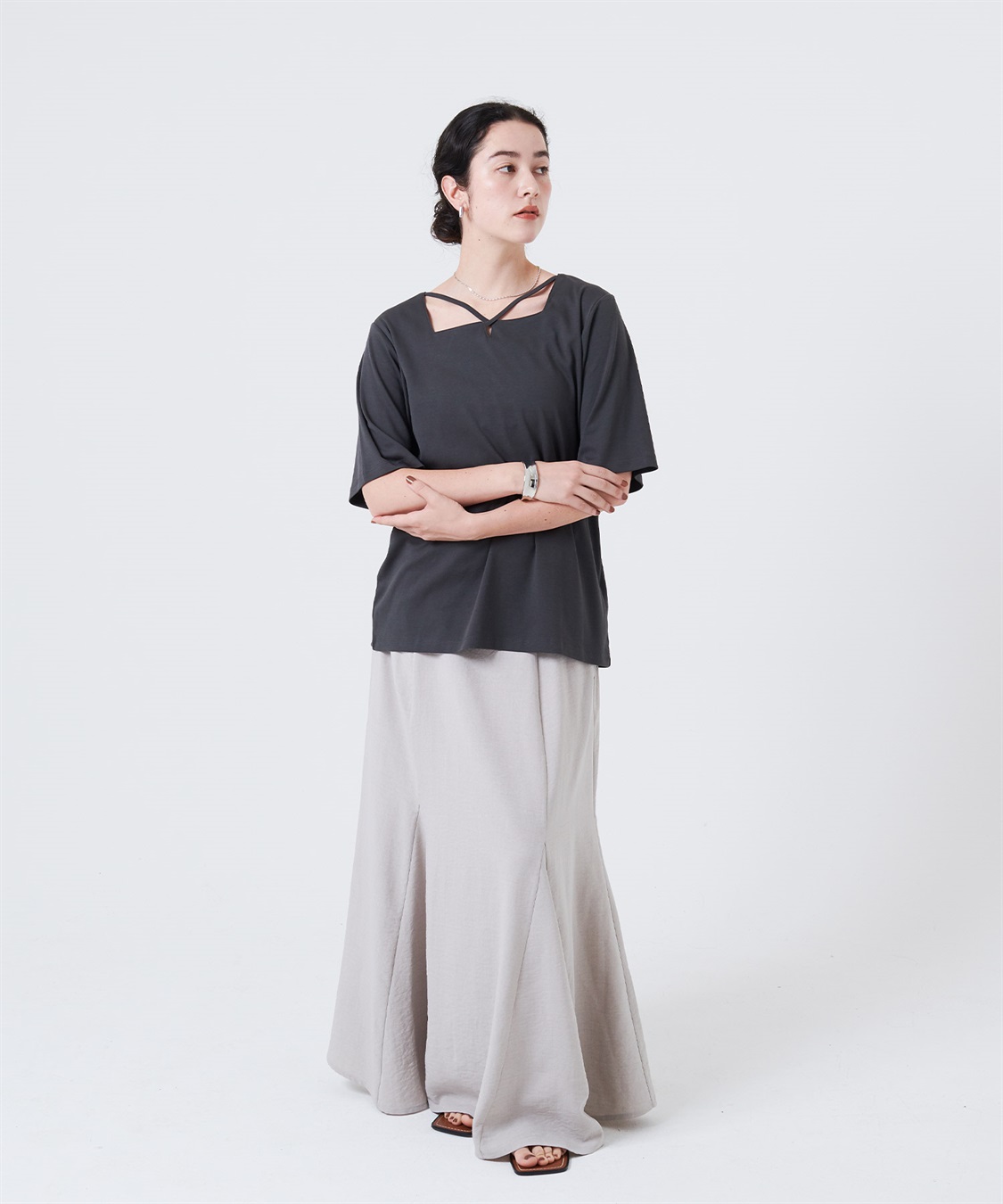 anyfee 【anyfee/大きいサイズ】着てサラ汗じみ防止クロスネックトップス/半袖Tシャツ《接触冷感・吸水速乾・UVカット》_sub_21