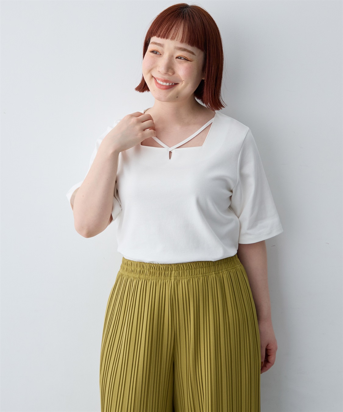 anyfee 【anyfee/大きいサイズ】着てサラ汗じみ防止クロスネックトップス/半袖Tシャツ《接触冷感・吸水速乾・UVカット》_sub_22