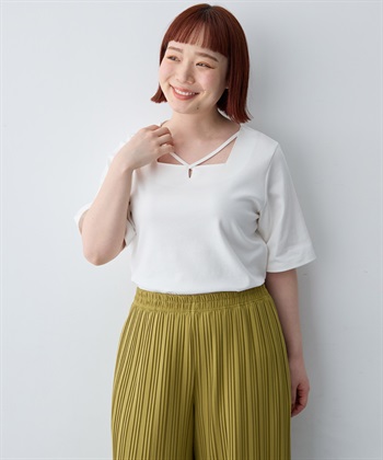 anyfee 【anyfee/大きいサイズ】着てサラ汗じみ防止クロスネックトップス/半袖Tシャツ《接触冷感・吸水速乾・UVカット》_subthumb_22