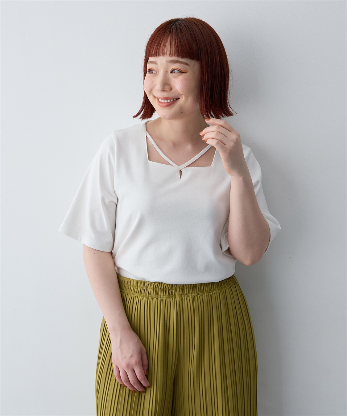 anyfee 【anyfee/大きいサイズ】着てサラ汗じみ防止クロスネックトップス/半袖Tシャツ《接触冷感・吸水速乾・UVカット》_sub_24