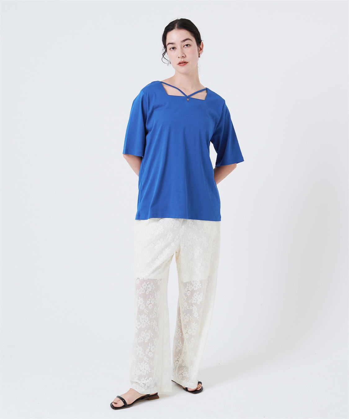 anyfee 【anyfee/大きいサイズ】着てサラ汗じみ防止クロスネックトップス/半袖Tシャツ《接触冷感・吸水速乾・UVカット》_sub_28