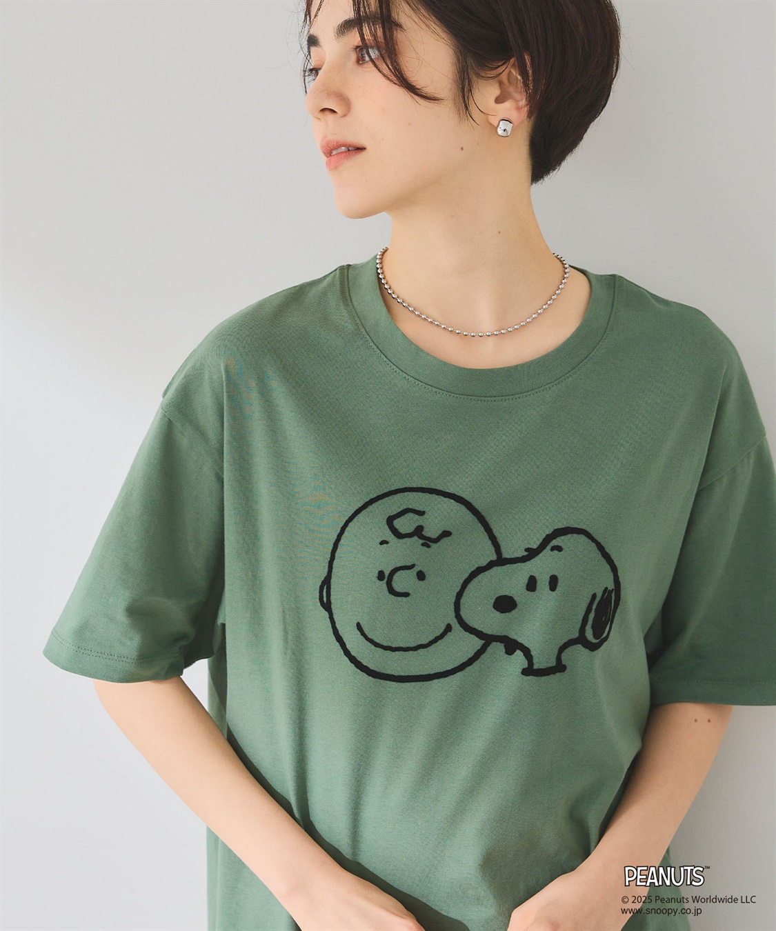 Life Style by cross marche 【PEANUTS/ピーナッツ】SNOOPY/スヌーピー＆チャーリーブラウンフロッキープリント半袖Tシャツ_sub_3