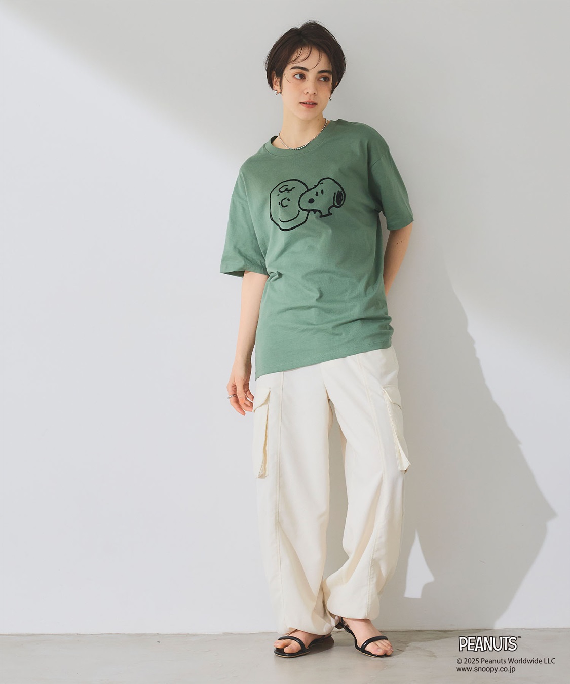 Life Style by cross marche 【PEANUTS/ピーナッツ】SNOOPY/スヌーピー＆チャーリーブラウンフロッキープリント半袖Tシャツ_sub_7