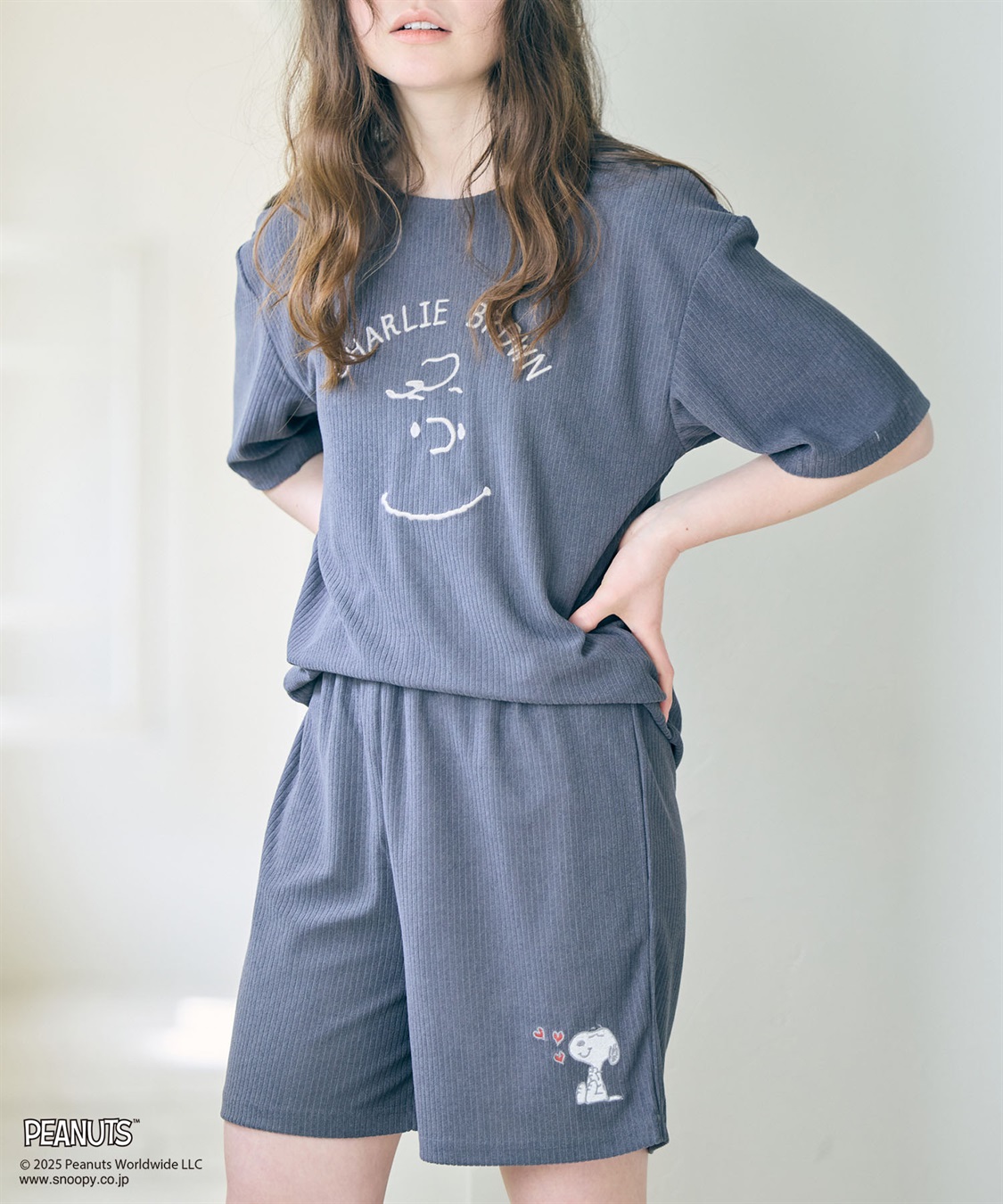 chara station 【PEANUTS/ピーナッツ】SNOOPY/スヌーピーパイルリブルームウェアハーフパンツ（上下別売り）_sub_1