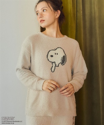 推部屋plus 【週末限定SALE】【ピーナッツ/PEANUTS】スヌーピーフェイスふわふわニットトップスルームウェア【パンツ別売り】_subthumb_11