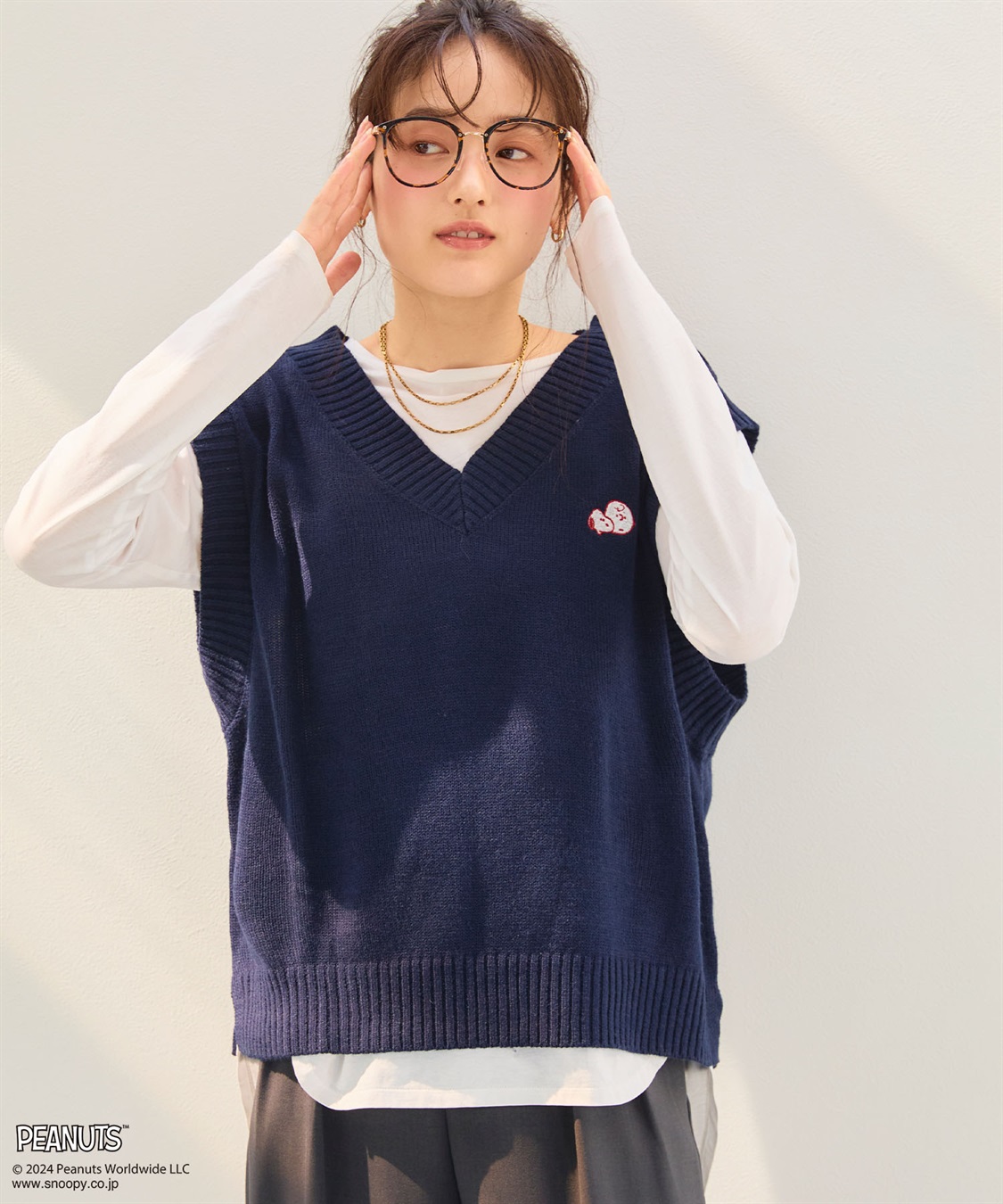 ピーナッツ/PEANUTS】スヌーピー刺繍ベスト Life Style by cross