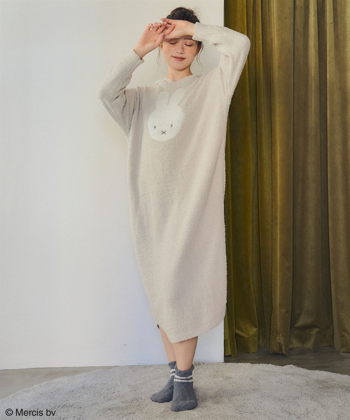 Miffy ミッフィー/miffyもこもこニットルームウェアパーカーワンピース ミッフィー/miffy】もこもこニットパーカーワンピースルーム