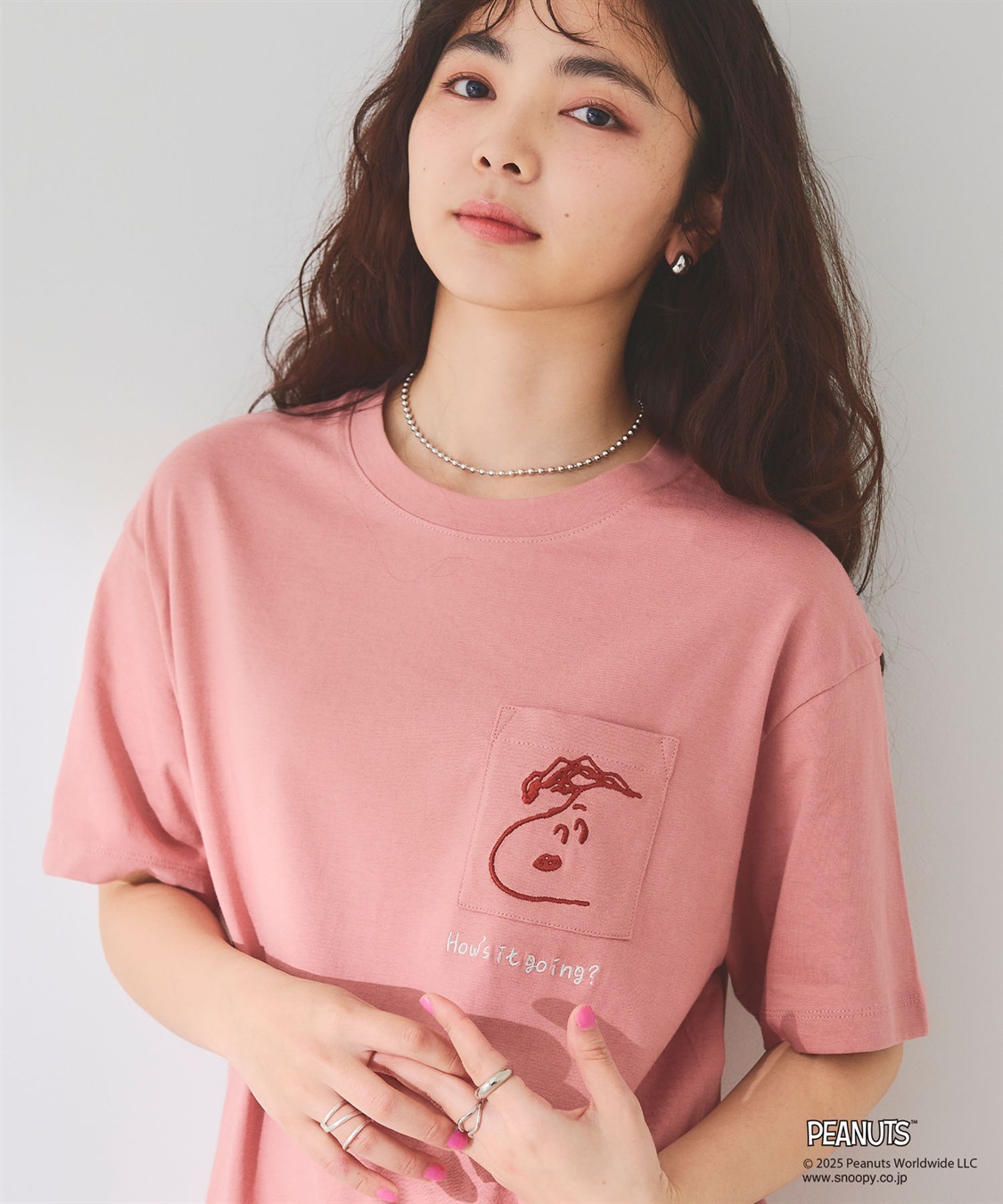 chara station 【PEANUTS/ピーナッツ】SNOOPY/スヌーピーポケット刺繍半袖Tシャツ_sub_2