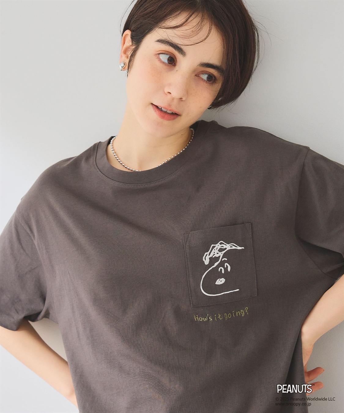 chara station 【PEANUTS/ピーナッツ】SNOOPY/スヌーピーポケット刺繍半袖Tシャツ_sub_9