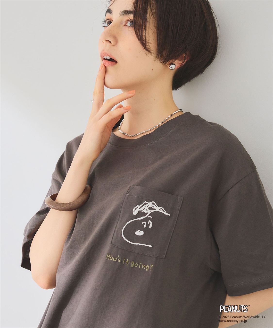 chara station 【PEANUTS/ピーナッツ】SNOOPY/スヌーピーポケット刺繍半袖Tシャツ_sub_10