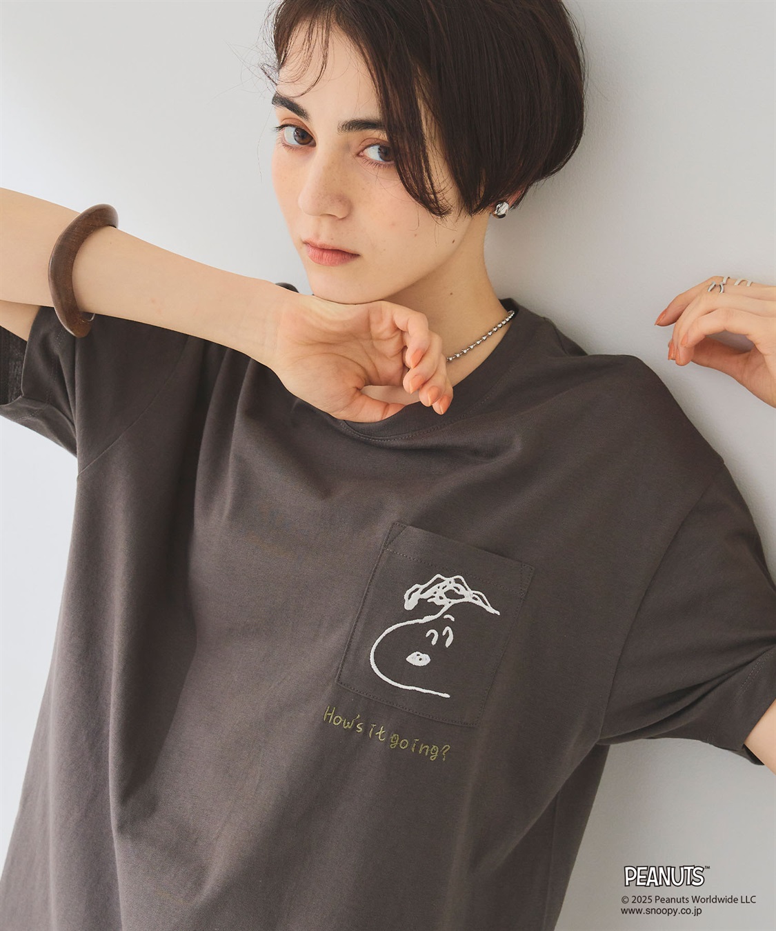 chara station 【PEANUTS/ピーナッツ】SNOOPY/スヌーピーポケット刺繍半袖Tシャツ_sub_11
