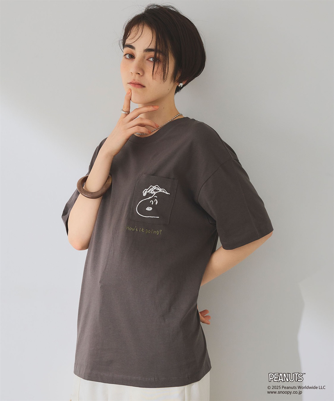 chara station 【PEANUTS/ピーナッツ】SNOOPY/スヌーピーポケット刺繍半袖Tシャツ_sub_12