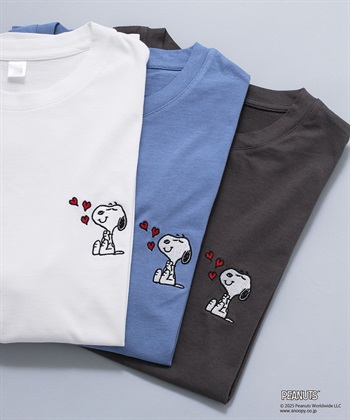 Life Style by cross marche 【PEANUTS/ピーナッツ】SNOOPY/スヌーピーハート刺繍ワンポイント半袖Tシャツ_subthumb_1