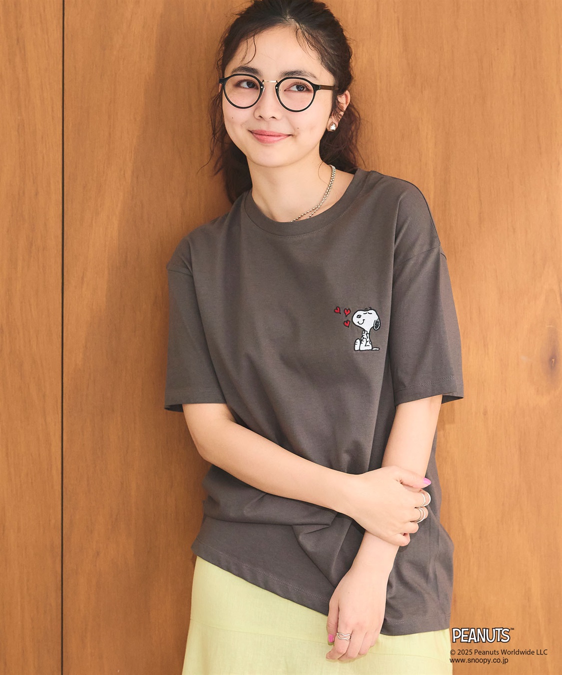 chara station 【PEANUTS/ピーナッツ】SNOOPY/スヌーピーハート刺繍ワンポイント半袖Tシャツ_sub_4