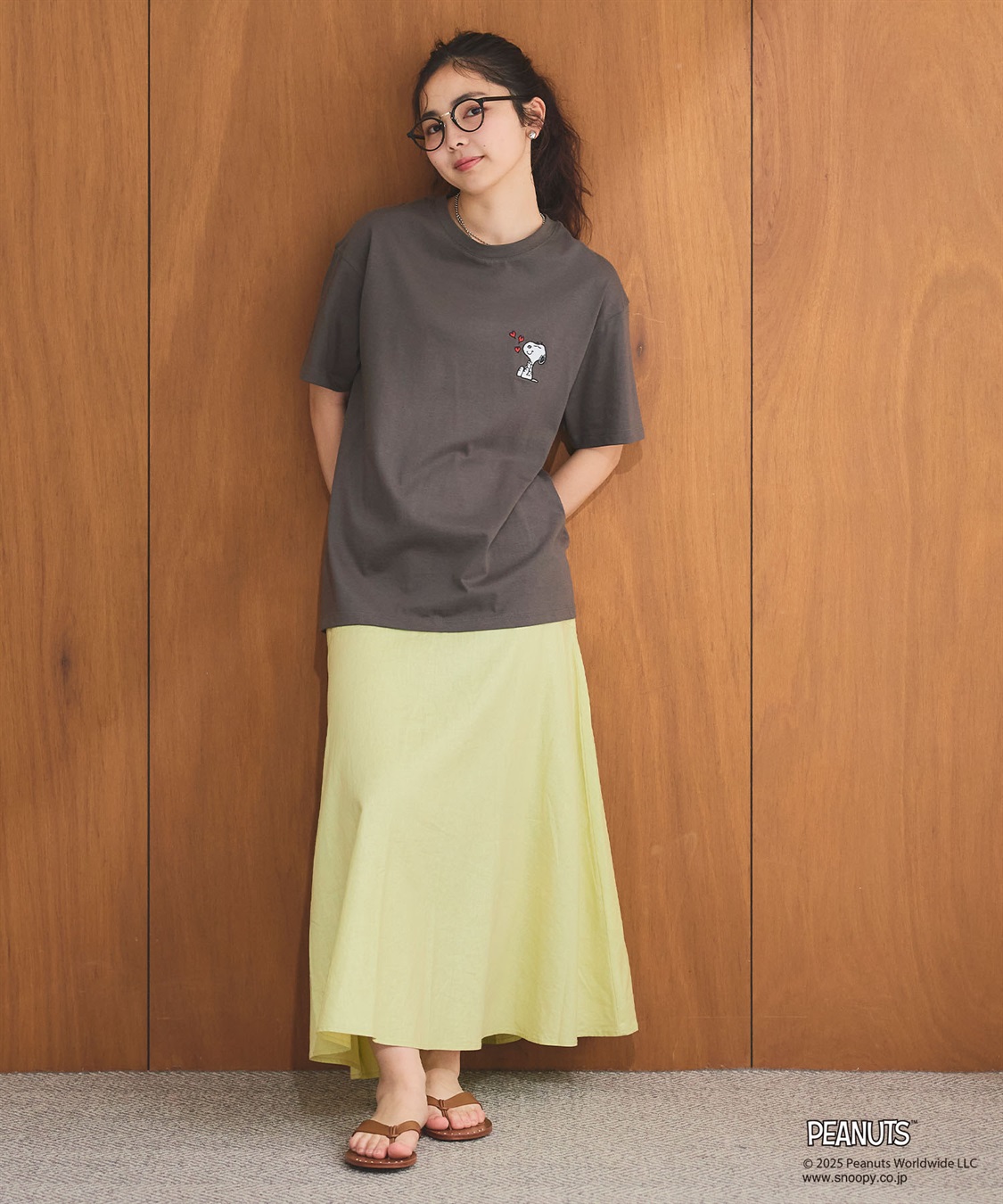 chara station 【PEANUTS/ピーナッツ】SNOOPY/スヌーピーハート刺繍ワンポイント半袖Tシャツ_sub_8