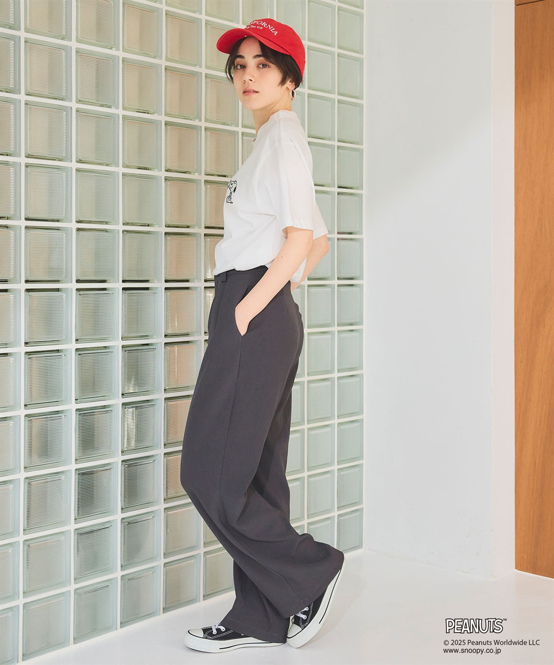chara station 【PEANUTS/ピーナッツ】SNOOPY/スヌーピーハート刺繍ワンポイント半袖Tシャツ_sub_14