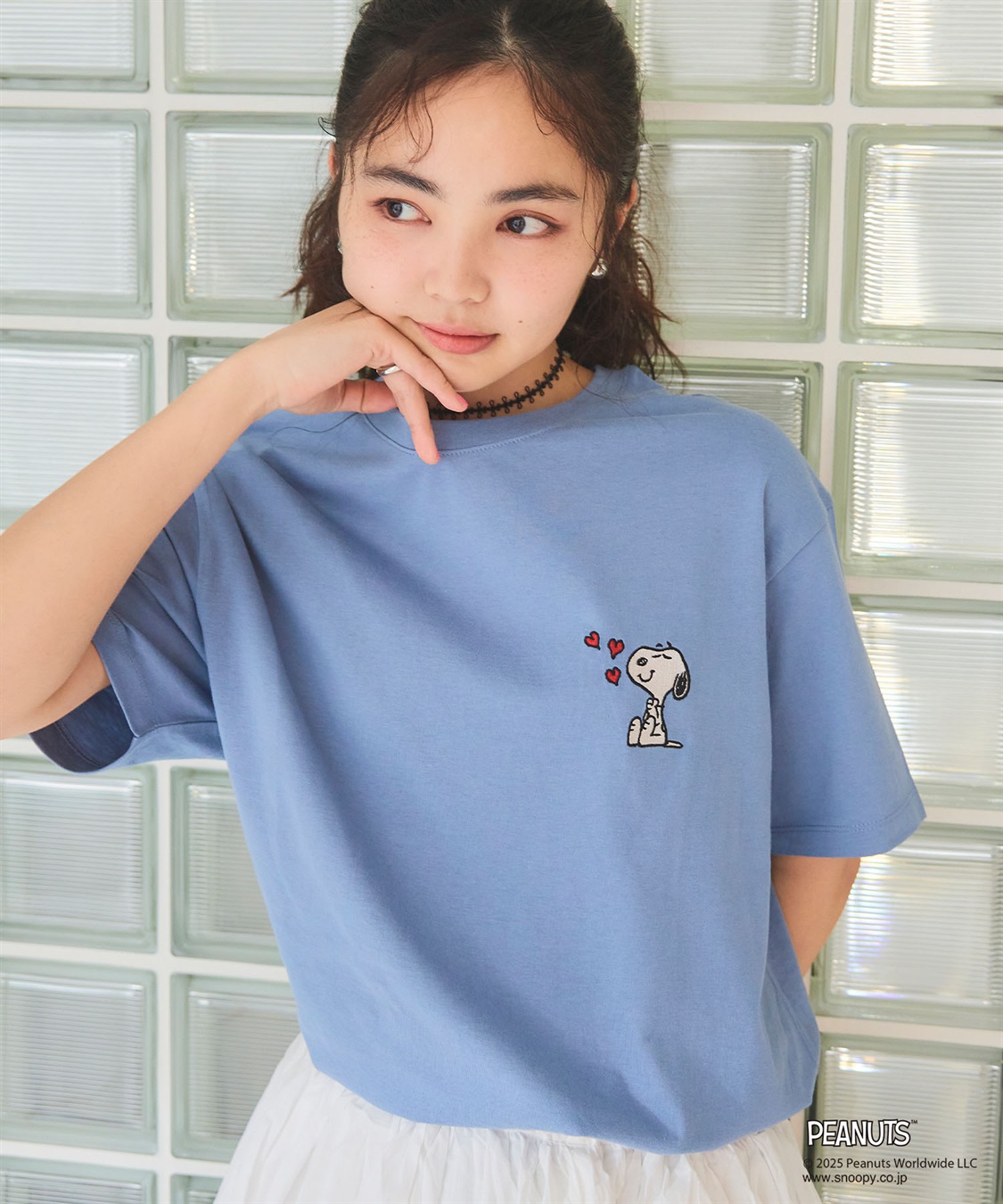 chara station 【PEANUTS/ピーナッツ】SNOOPY/スヌーピーハート刺繍ワンポイント半袖Tシャツ_sub_20