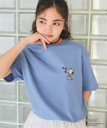 Life Style by cross marche 【PEANUTS/ピーナッツ】SNOOPY/スヌーピーハート刺繍ワンポイント半袖Tシャツ_subthumb_20