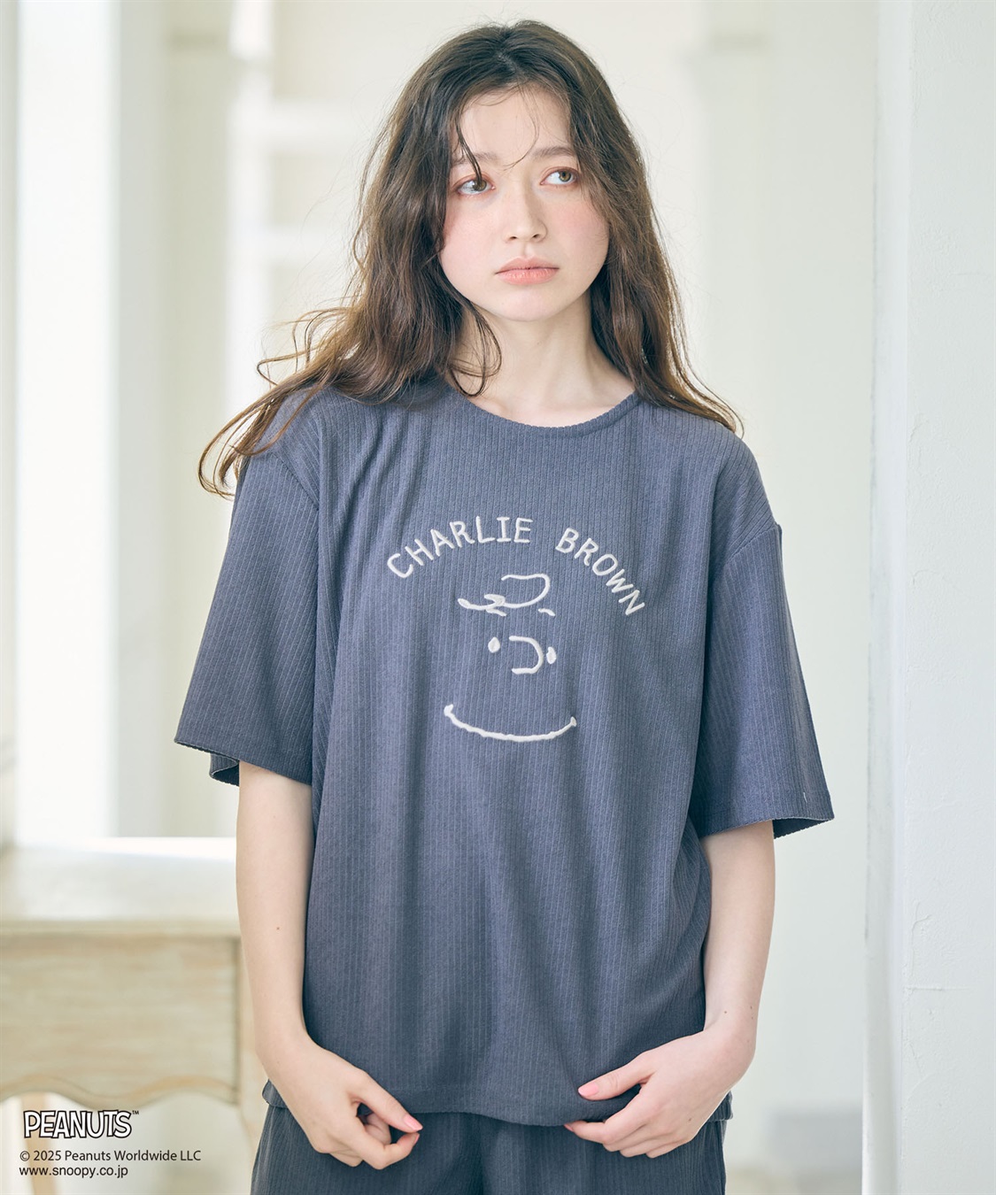chara station 【PEANUTS/ピーナッツ】SNOOPY/スヌーピーパイルリブルームウェア半袖トップス（上下別売り）_sub_3