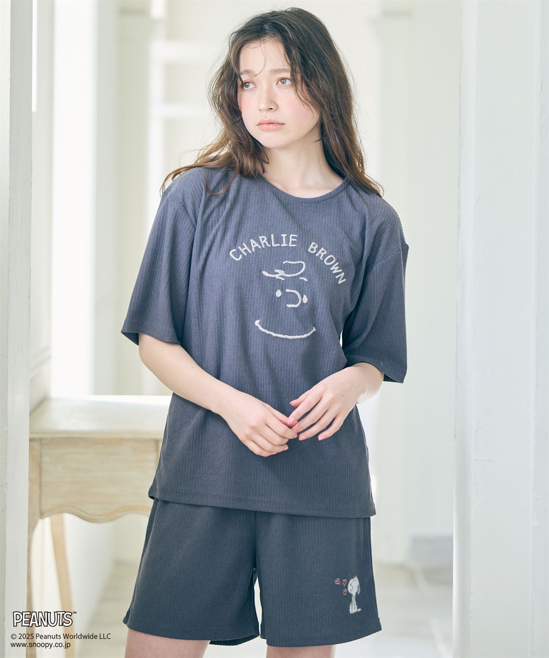 chara station 【PEANUTS/ピーナッツ】SNOOPY/スヌーピーパイルリブルームウェア半袖トップス（上下別売り）_sub_5